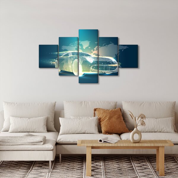 Obraz samochodu wykonany z geometrycznych kształtów (125x70 cm)