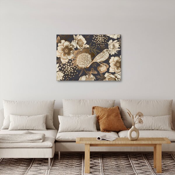 Obraz złotych kwiatów na ciemnym tle (70x50 cm)