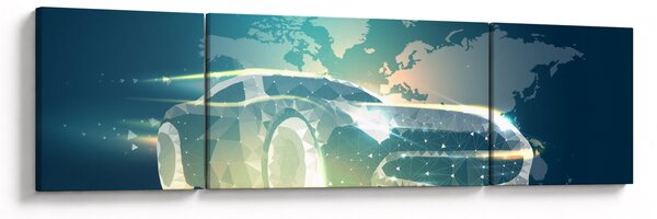 Obraz samochodu wykonany z geometrycznych kształtów (170x50 cm)
