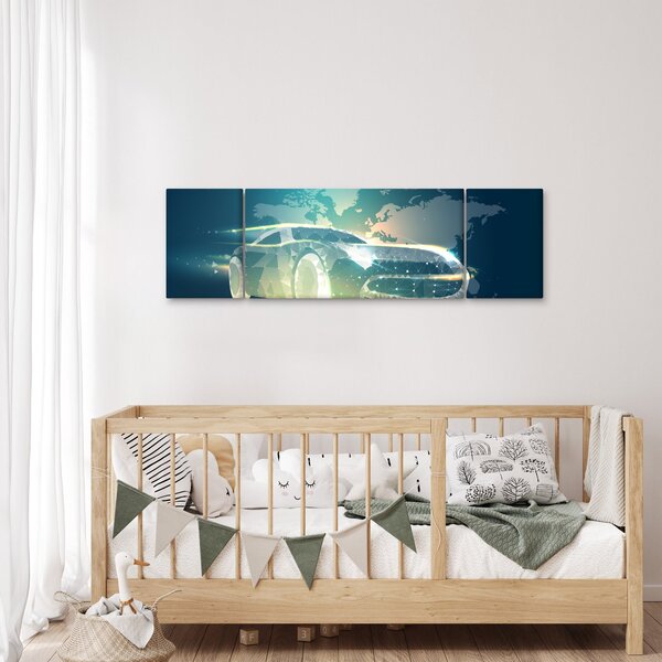 Obraz samochodu wykonany z geometrycznych kształtów (170x50 cm)