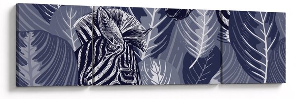 Obraz - Zebry wśród liści (170x50 cm)