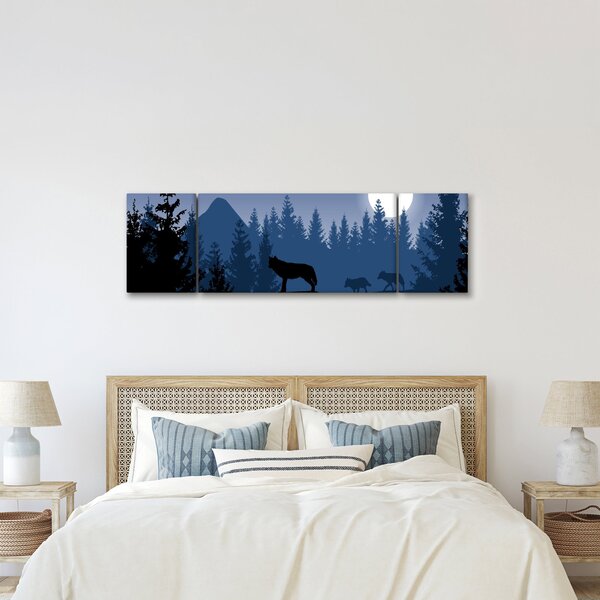Obraz - Wataha wilków pod księżycem w pełni (170x50 cm)
