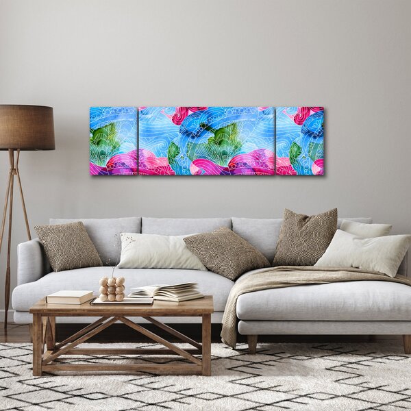 Obraz - Kolorowe fale (170x50 cm)