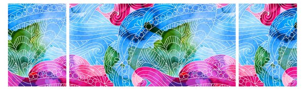 Obraz - Kolorowe fale (170x50 cm)