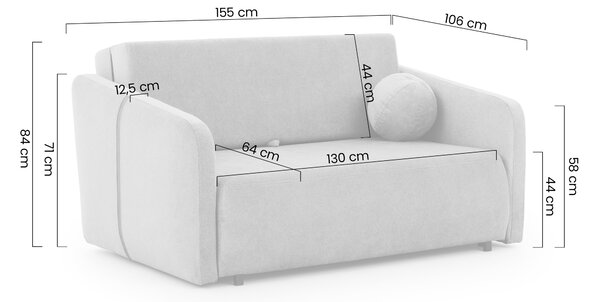 Sofa Zeldia 155 z funkcją spania - brązowy szenil hydrofobowy Spring 1110