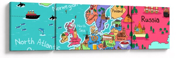 Obraz - Dziecięca mapa Europy (170x50 cm)