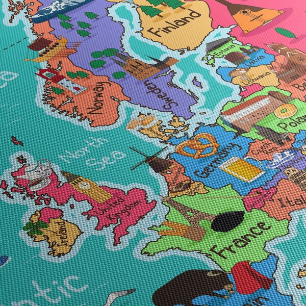 Obraz - Dziecięca mapa Europy (170x50 cm)