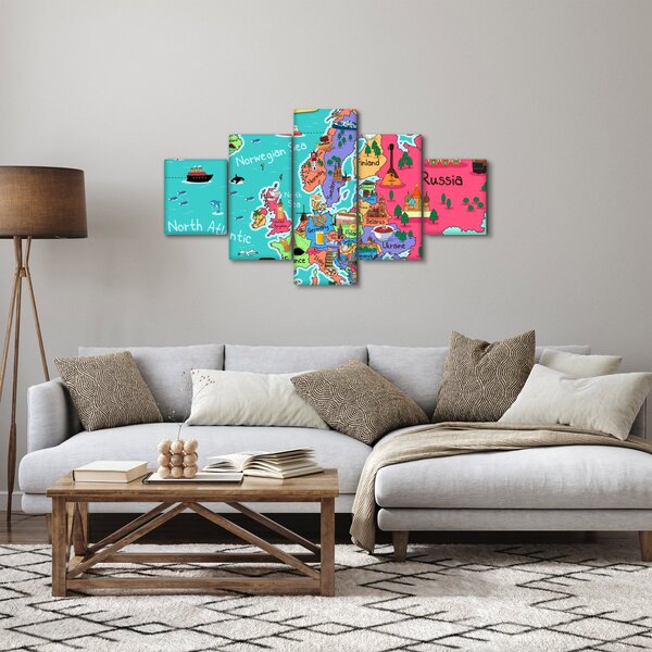 Obraz - Dziecięca mapa Europy (125x70 cm)