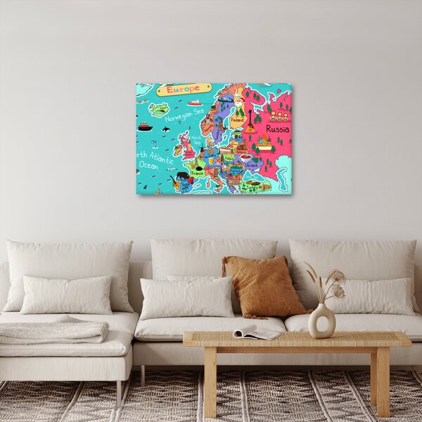 Obraz - Dziecięca mapa Europy (70x50 cm)