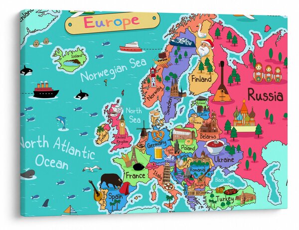 Obraz - Dziecięca mapa Europy (70x50 cm)