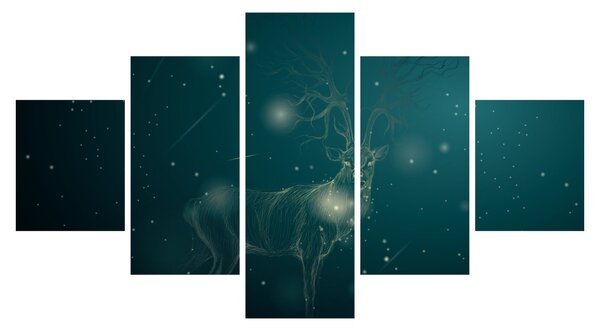 Obraz - Magiczny jeleń w nocy (125x70 cm)