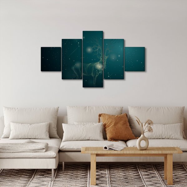 Obraz - Magiczny jeleń w nocy (125x70 cm)
