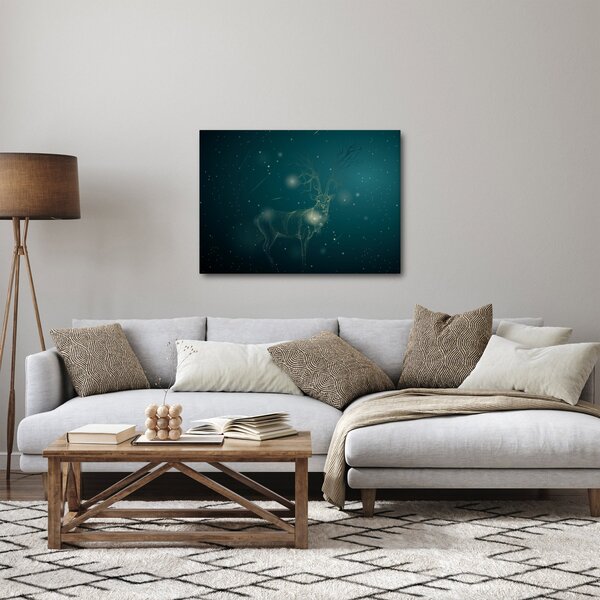 Obraz - Magiczny jeleń w nocy (70x50 cm)