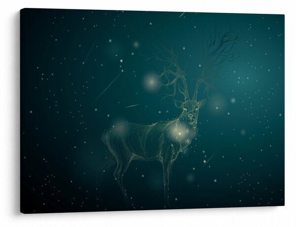 Obraz - Magiczny jeleń w nocy (70x50 cm)