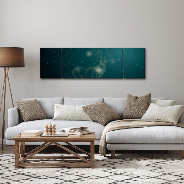 Obraz - Magiczny jeleń w nocy (170x50 cm)