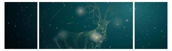 Obraz - Magiczny jeleń w nocy (170x50 cm)