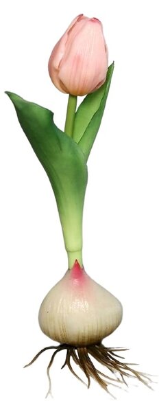 Sztuczny Tulipan z Cebulą 17 cm - Naturalny w Dotyku - pomarańczowy