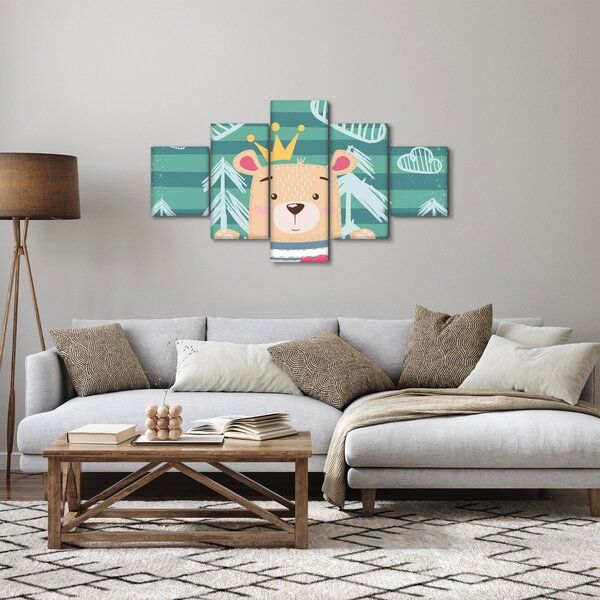 Obraz - Niedźwiadek w lesie (125x70 cm)