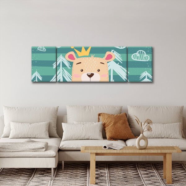 Obraz - Niedźwiadek w lesie (170x50 cm)