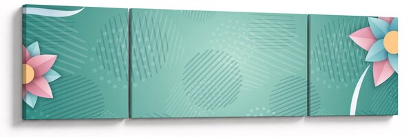 Obraz - Koła z kwiatami (170x50 cm)