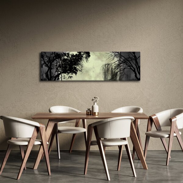 Obraz - Księżyc w pełni nad powierzchnią, wersja czarno - biała (170x50 cm)