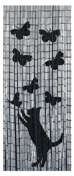 Czarno-szara bambusowa zasłona do drzwi 200x90 cm Cat and Butterfly – Maximex