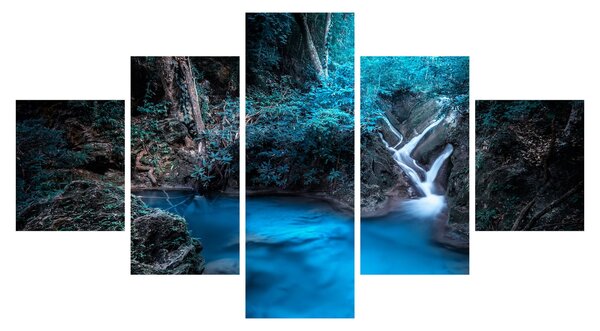 Obraz - Magiczna noc w tropikalnym lesie (125x70 cm)