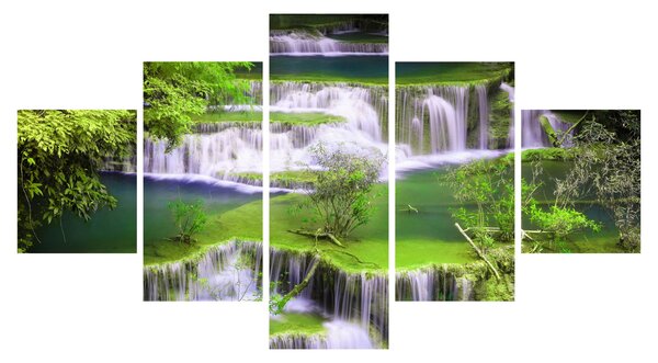 Obraz - Wodospady Huay Mae Khamin, Kanchanaburi, Tajlandia (125x70 cm)