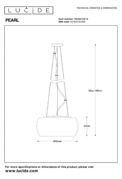 PEARL elegancka lampa wisząca z dymionego szkła fi 40cm ozdobiony szklanymi zawieszkami 5xG9