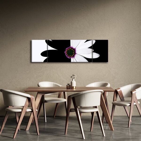 Obraz czarno - białego kwiatu (170x50 cm)