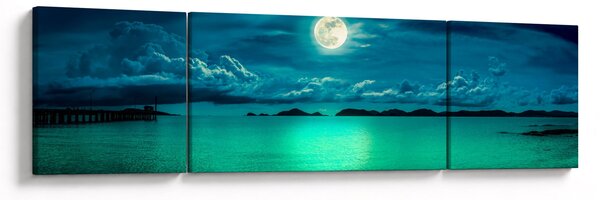 Obraz - Księżyc w pełni nad powierzchnią (170x50 cm)
