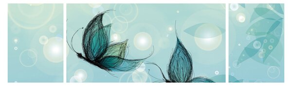 Obraz - Niebieskie motyle (170x50 cm)