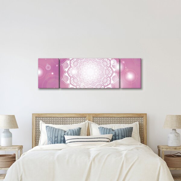 Obraz mandali na różowym tle (170x50 cm)
