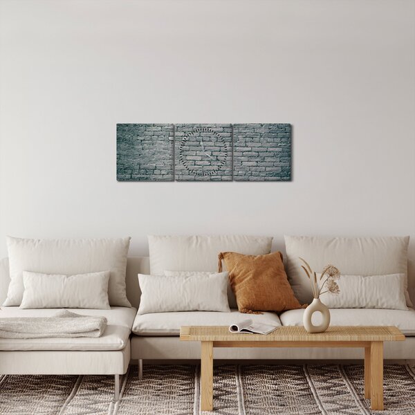 Obraz ściany z cegły (z zegarem) (90x30 cm)