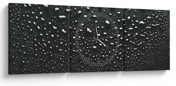 Obraz kropli wody (z zegarem) (90x30 cm)