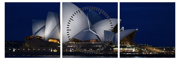 Obraz Sydney w nocy (z zegarem) (90x30 cm)