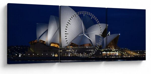 Obraz Sydney w nocy (z zegarem) (90x30 cm)