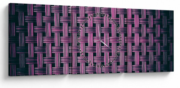 Obraz fioletowej tekstury (z zegarem) (90x30 cm)