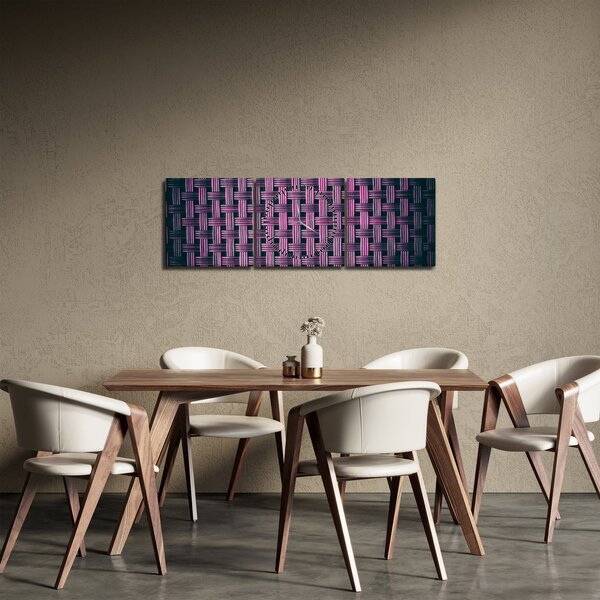 Obraz fioletowej tekstury (z zegarem) (90x30 cm)