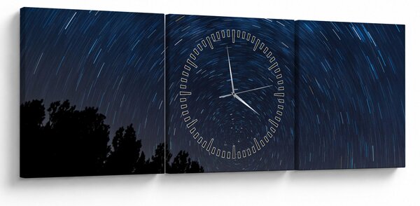 Obraz nocnego nieba (z zegarem) (90x30 cm)