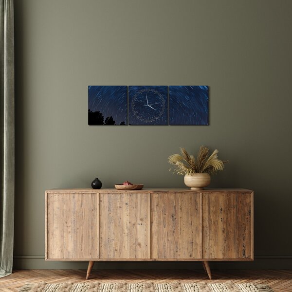 Obraz nocnego nieba (z zegarem) (90x30 cm)