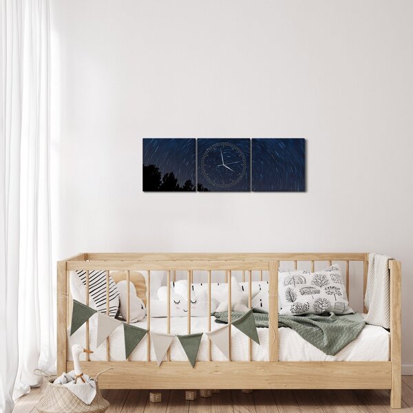Obraz nocnego nieba (z zegarem) (90x30 cm)
