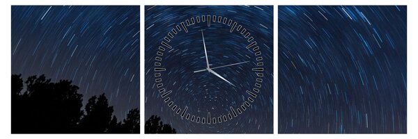 Obraz nocnego nieba (z zegarem) (90x30 cm)