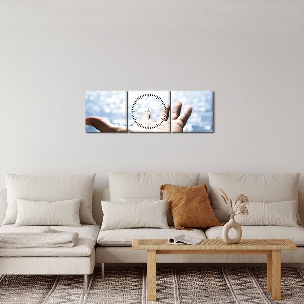 Obraz otwartej dłoni (z zegarem) (90x30 cm)