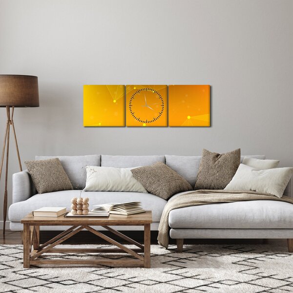 Abstrakcyjny żółty obraz (z zegarem) (90x30 cm)