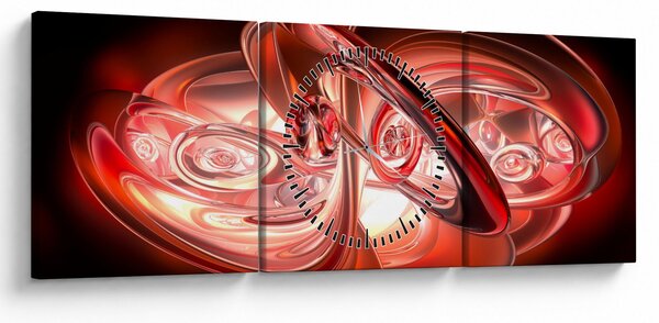 Obraz - czerwone kształty (z zegarem) (90x30 cm)