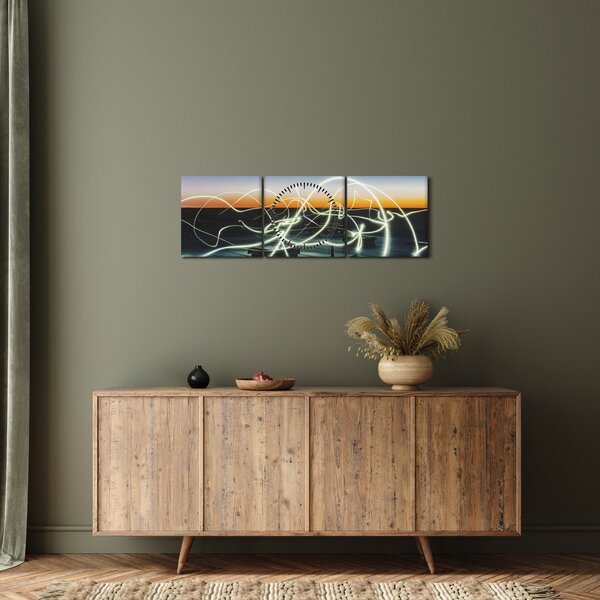 Obraz - widok nieba z dachu (z zegarem) (90x30 cm)