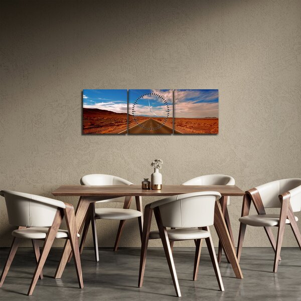 Obraz długiej drogi (z zegarem) (90x30 cm)