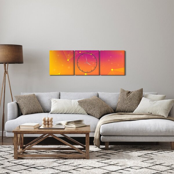 Kolorowy abstrakcyjny obraz (z zegarem) (90x30 cm)
