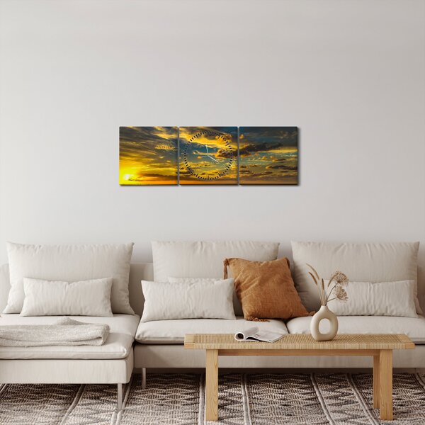 Zachód słońca nad morzem (z zegarem) (90x30 cm)